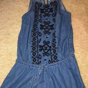 A blue jean romper